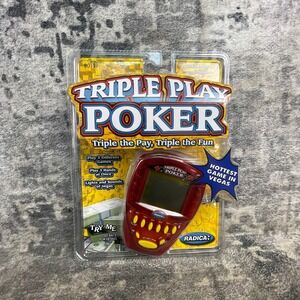 Radica Triple Play Poker Handheld Electronic Game Model 8011 Sealed New Red